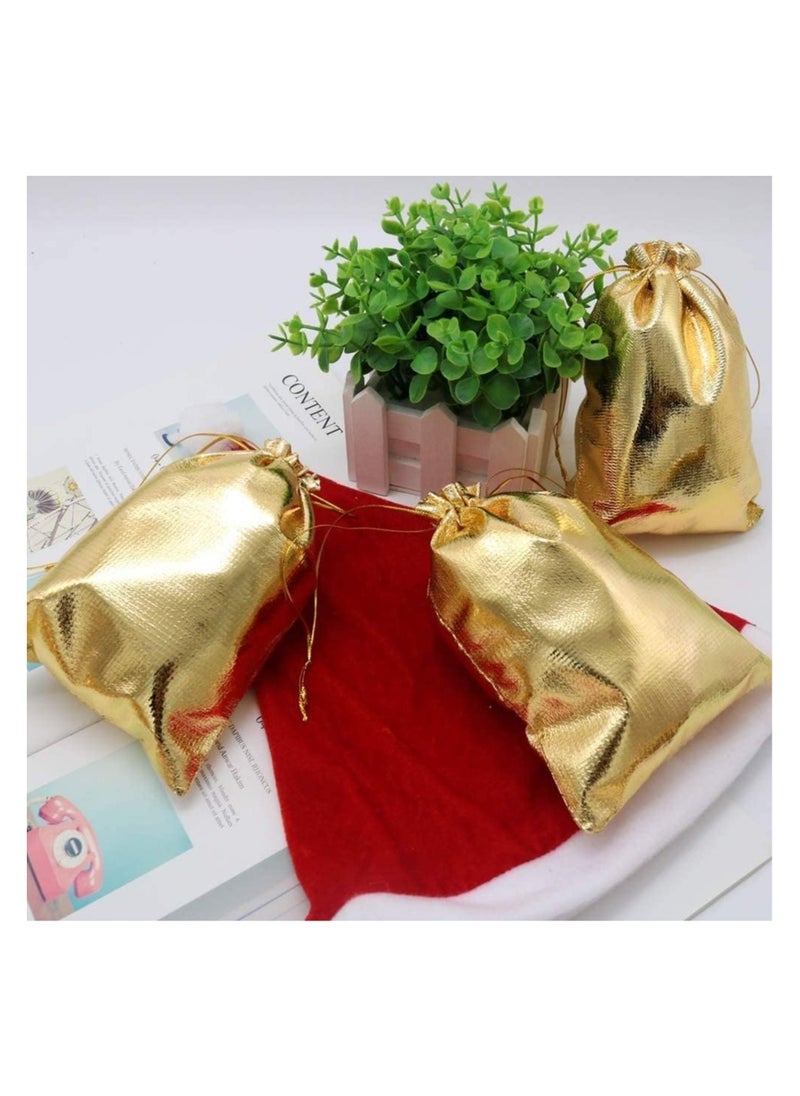 20 Pieces Chic Golden Drawstring Pouches 18cmx13cm - Versatile Gift Bags for Weddings, Holidays and Celebrations, Ideal for Jewelry, Sweets and Memorable Keepsakes