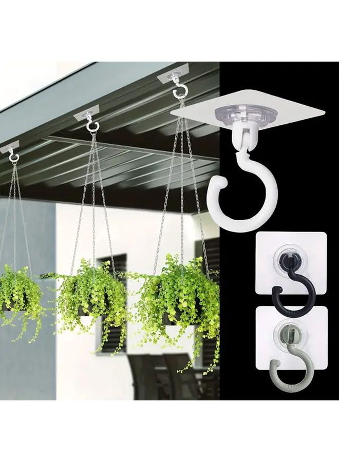 10pcs White Heavy Duty Rotatable Adhesive Hooks Strong Sticky Ceiling Hangers - Image 5