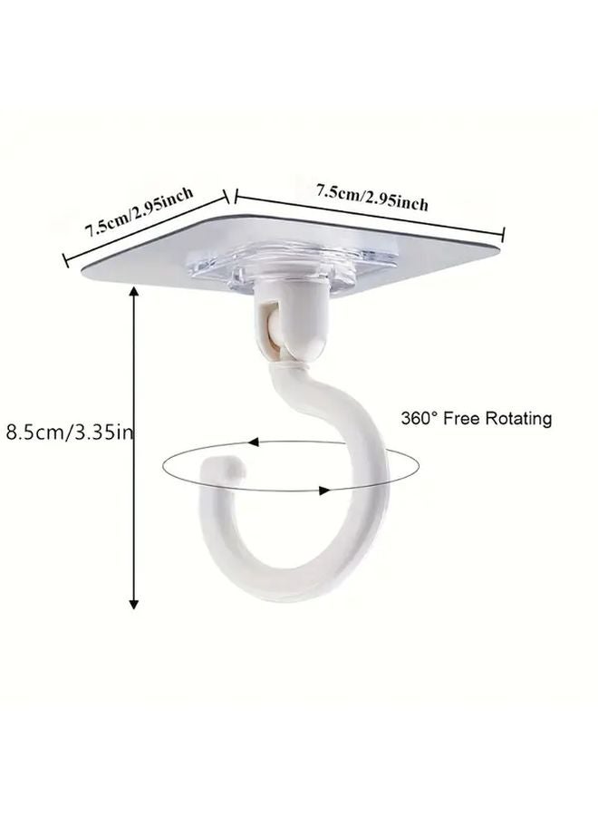 10pcs White Heavy Duty Rotatable Adhesive Hooks Strong Sticky Ceiling Hangers - Image 1