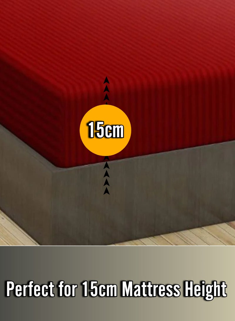 Blueberry Red Extra Deep Pocket Single Size Sheets Cotton 3 Piece Sheet Set 120x200+15cm  - Image 2