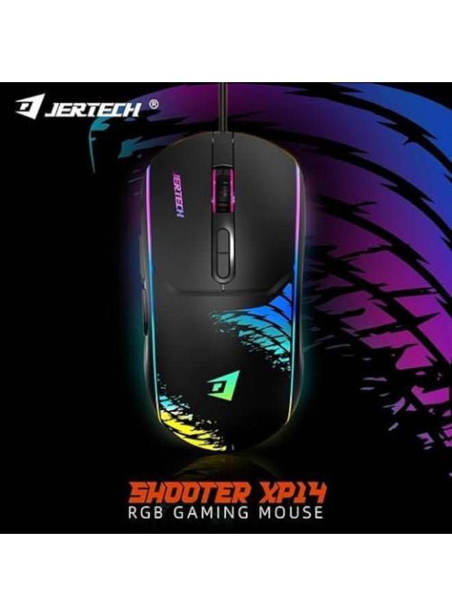 JERTECH XP14 Wired Gaming Mouse - RGB High DPI 3600 Frequency 1000Hz Ergonomic Design Wired 1.5M - Black - Image 2