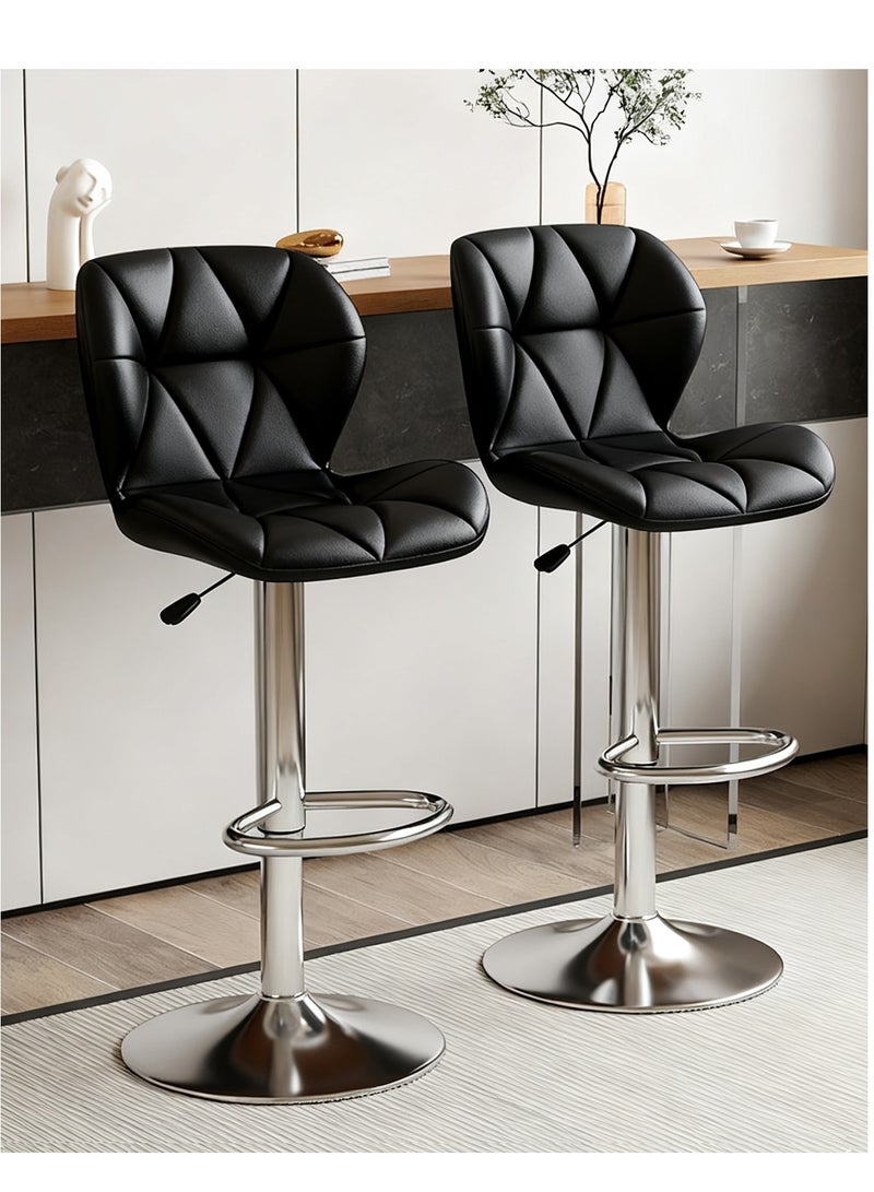 YY-Recheer Adjustable Swivel Bar Stool, Kitchen Swivel Chair with Footrest and Backrest, PU Leather Counter Stool for Dining Room, Bar - Image 1