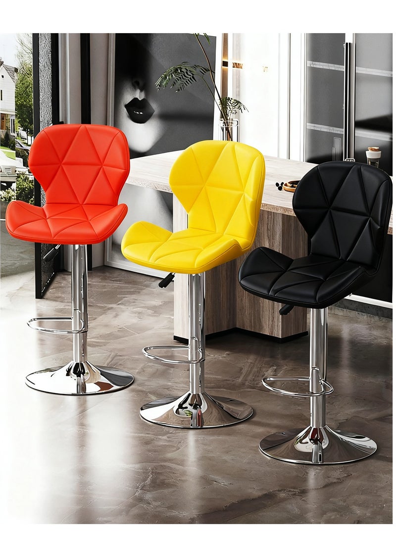 YY-Recheer Adjustable Swivel Bar Stool, Kitchen Swivel Chair with Footrest and Backrest, PU Leather Counter Stool for Dining Room, Bar - Image 2