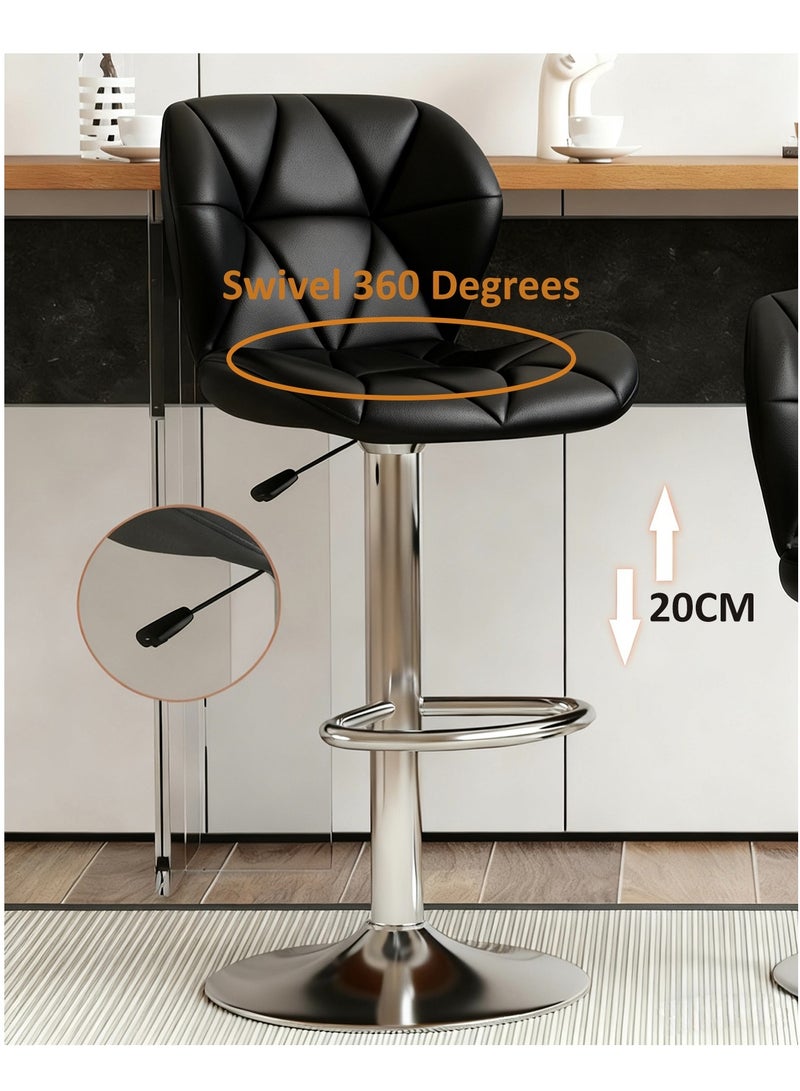 YY-Recheer Adjustable Swivel Bar Stool, Kitchen Swivel Chair with Footrest and Backrest, PU Leather Counter Stool for Dining Room, Bar - Image 3