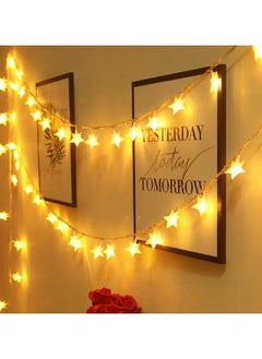 Goolsky Warm White LED Star String Lights - Battery Operated Fairy Lights for Weddings, Parties, and Home Decor, Romantic Star-Shaped LEDs, PVC Material, Perfect for Valentine’s Day, and New Year Celebrations, Lights for Decoration  - Image 1