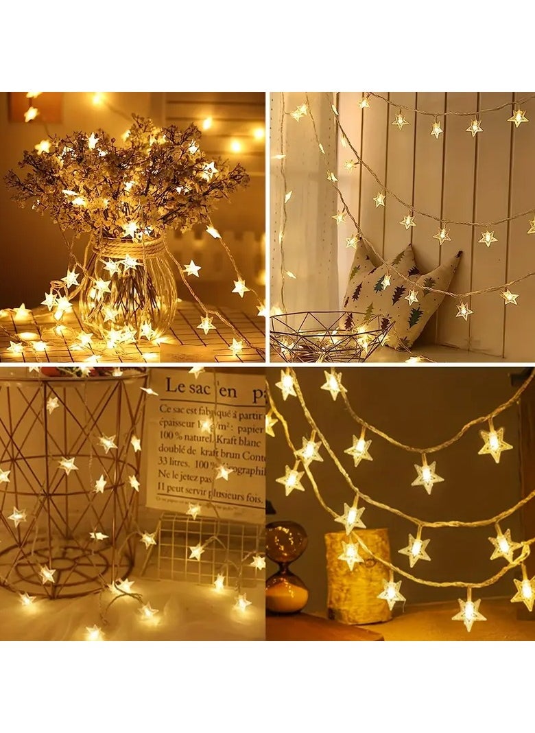 Goolsky Warm White LED Star String Lights - Battery Operated Fairy Lights for Weddings, Parties, and Home Decor, Romantic Star-Shaped LEDs, PVC Material, Perfect for Valentine’s Day, and New Year Celebrations, Lights for Decoration  - Image 3