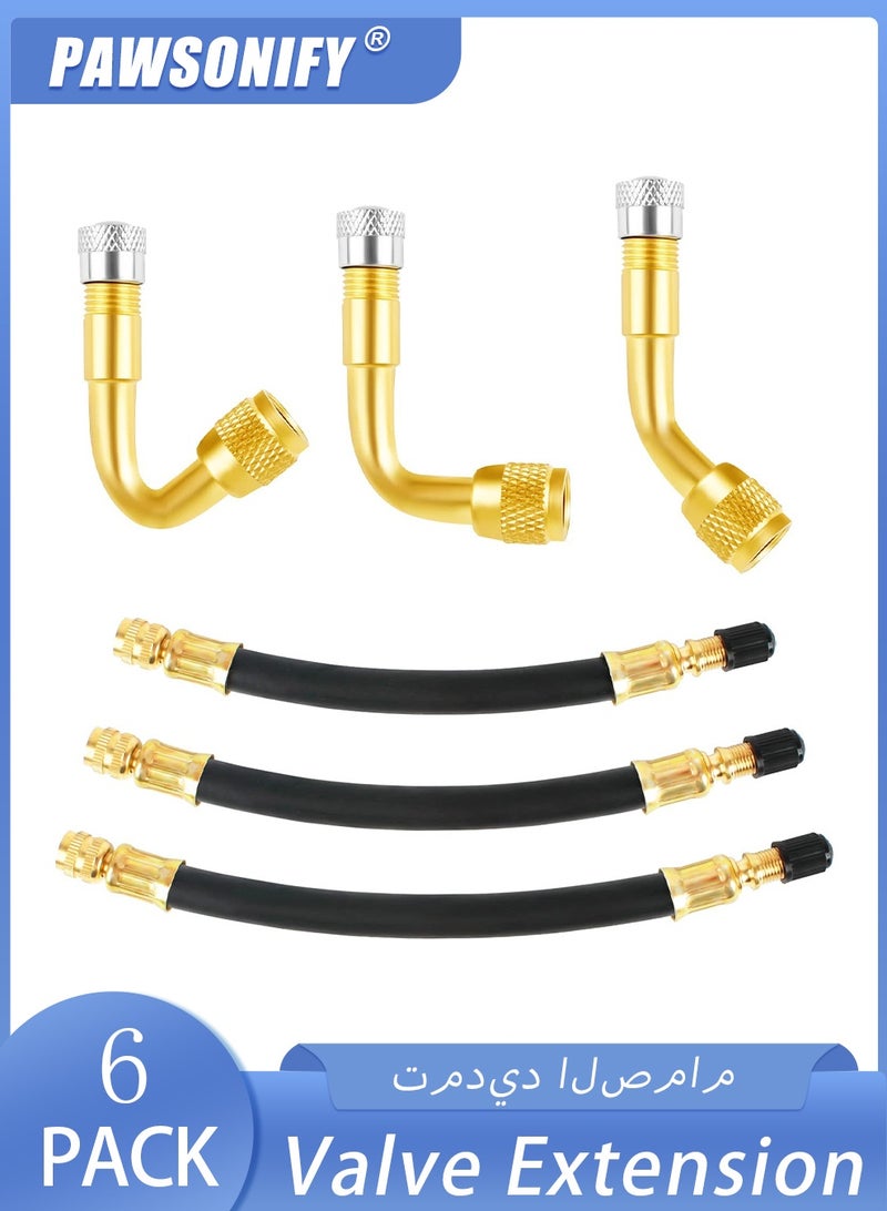PAWSONIFY 6Pcs Valve Extension, 45° 90° 135° Tyre Valve Extension Adapter with 150mm 180mm 200mm Tyre Valve Extension Adapter for Universal Rv Cars Truck Motorcycle Bike Scooter - Image 1