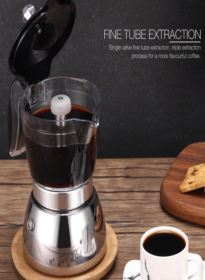 Gavigain Moka Induction Stovetop Strong Coffee Maker, Moka Pot Premium Crystal Shape Top Stovetop Coffee, Moka Pot - 4 cup, Classic Italian coffee maker for Coffee Lover - Image 4