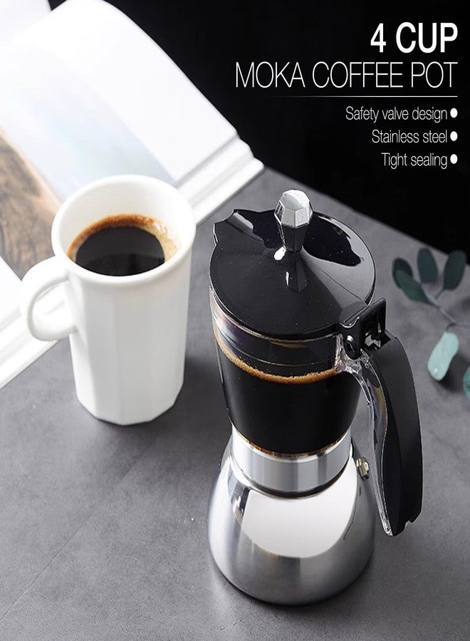 Gavigain Moka Induction Stovetop Strong Coffee Maker, Moka Pot Premium Crystal Shape Top Stovetop Coffee, Moka Pot - 4 cup, Classic Italian coffee maker for Coffee Lover - Image 2