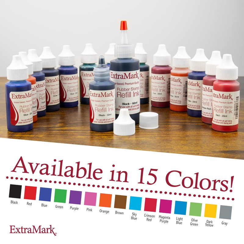 ExtraMark Premium Stamp Refill Ink for Self-Inking Stamps and Stamp Pads, 30 ml, Red Color Ink. - Image 2