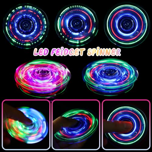 SCIONE 2Pack LED Light up Fidget Spinners for Kids Sensory Fidget Toys for Kids Adults Glow in The Dark Spinner Toys for Teens Boys Girls Gifts Classroom Prizes ADHD Stress Anxiety Relief Fidgets - Image 5