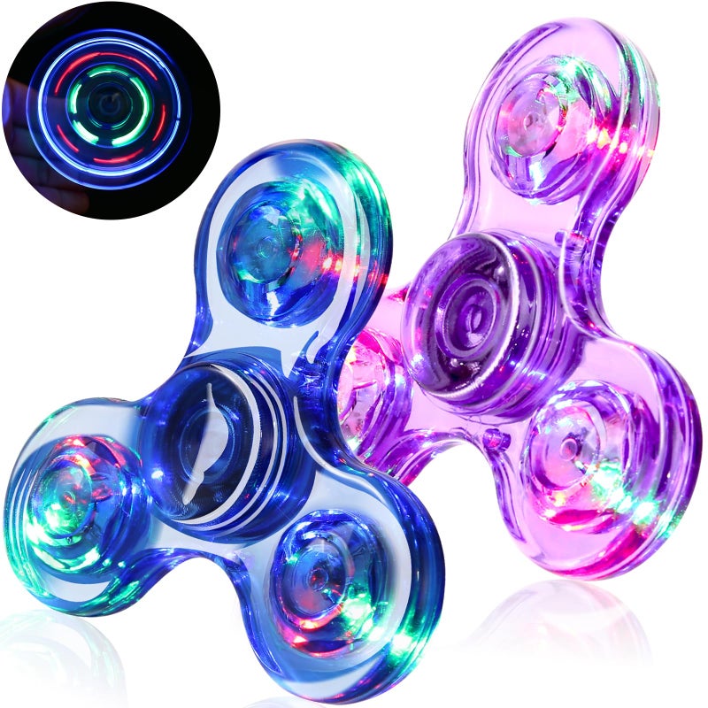 SCIONE 2Pack LED Light up Fidget Spinners for Kids Sensory Fidget Toys for Kids Adults Glow in The Dark Spinner Toys for Teens Boys Girls Gifts Classroom Prizes ADHD Stress Anxiety Relief Fidgets - Image 3