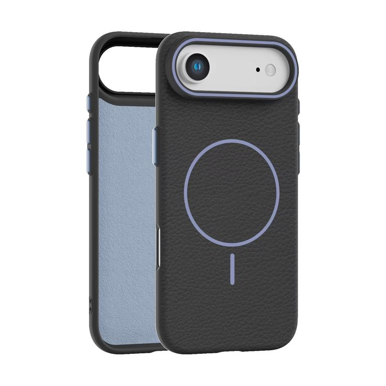 Premium magnetic case 17 air compatible with MagSafe, made of high-quality synthetic leather with a litchi texture and microfiber lining to protect the camera and corners - Image 1