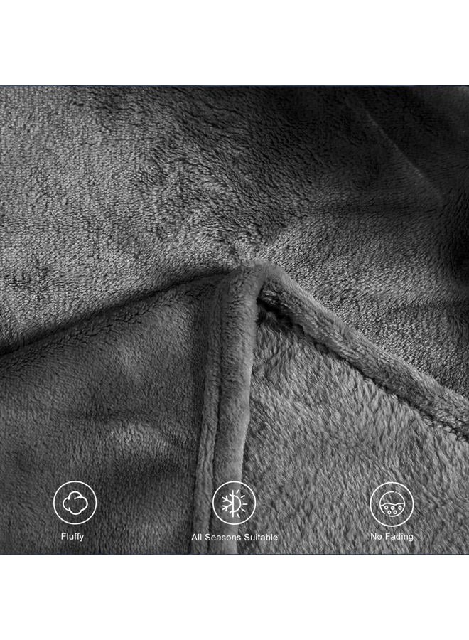 TASTHROW Grey Throw Blanket 50x60 Inches, Soft Plush Cozy Fleece Flannel Throw Blanket, Lightweight Warm Throws for Bed, Couch, Bedroom and Living Room, All Seasons - Image 4