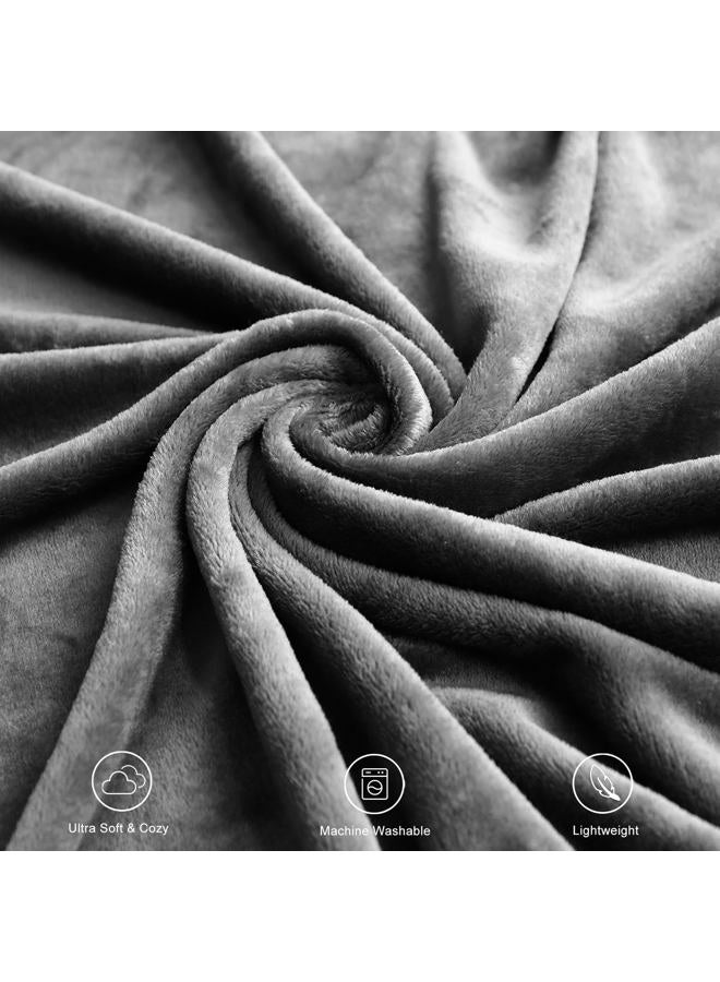 TASTHROW Grey Throw Blanket 50x60 Inches, Soft Plush Cozy Fleece Flannel Throw Blanket, Lightweight Warm Throws for Bed, Couch, Bedroom and Living Room, All Seasons - Image 3