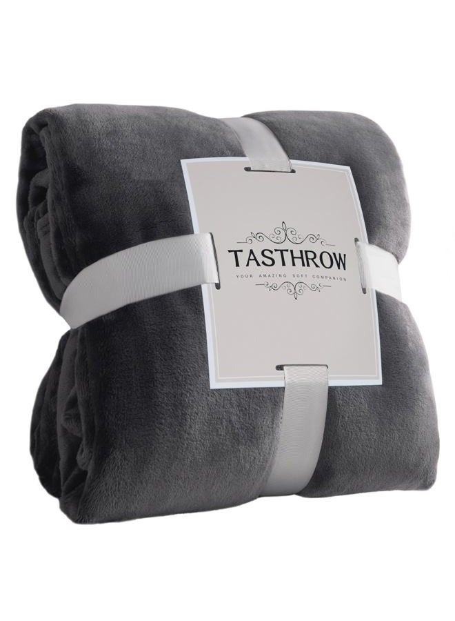 TASTHROW Grey Throw Blanket 50x60 Inches, Soft Plush Cozy Fleece Flannel Throw Blanket, Lightweight Warm Throws for Bed, Couch, Bedroom and Living Room, All Seasons - Image 1