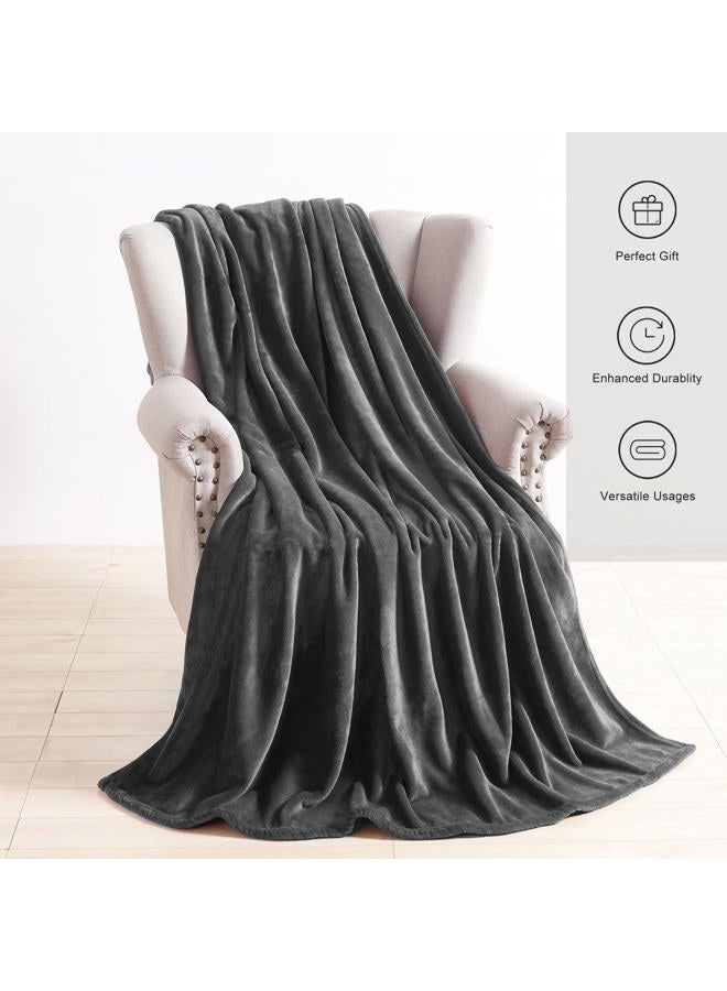 TASTHROW Grey Throw Blanket 50x60 Inches, Soft Plush Cozy Fleece Flannel Throw Blanket, Lightweight Warm Throws for Bed, Couch, Bedroom and Living Room, All Seasons - Image 2