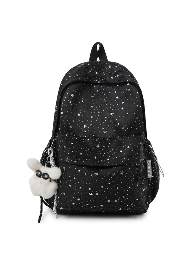 Take Two Black Star Print Nylon Backpack