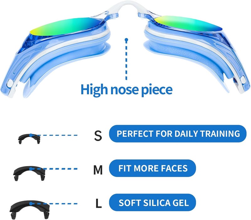 Wave Nearsighted Swim Goggles, Shortsighted Optical Swimming Goggles No Leaking Anti Fog UV Protection for Adult Men Women - Image 2