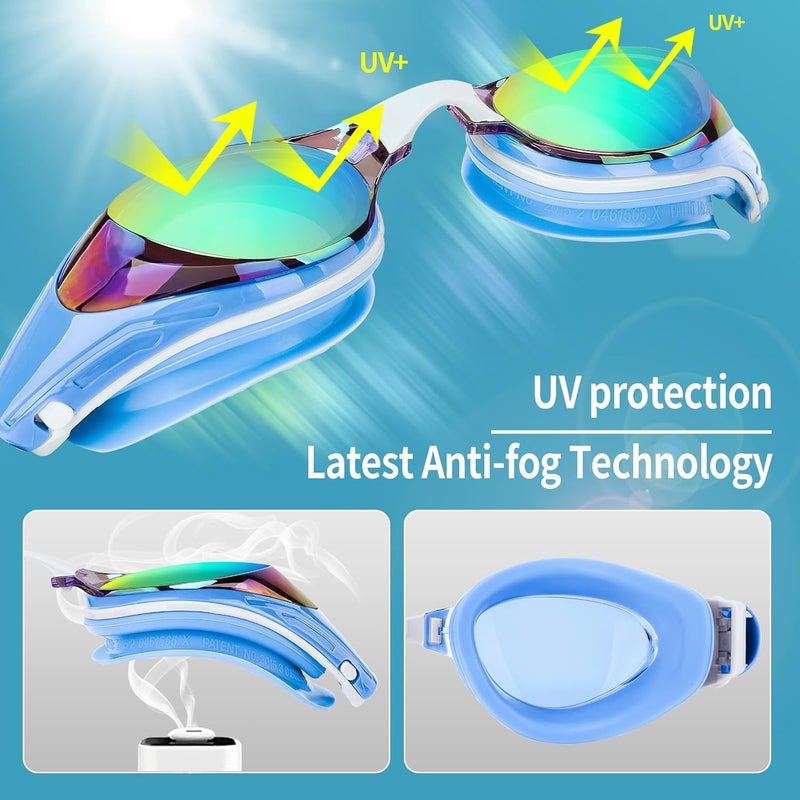 Wave Nearsighted Swim Goggles, Shortsighted Optical Swimming Goggles No Leaking Anti Fog UV Protection for Adult Men Women - Image 5