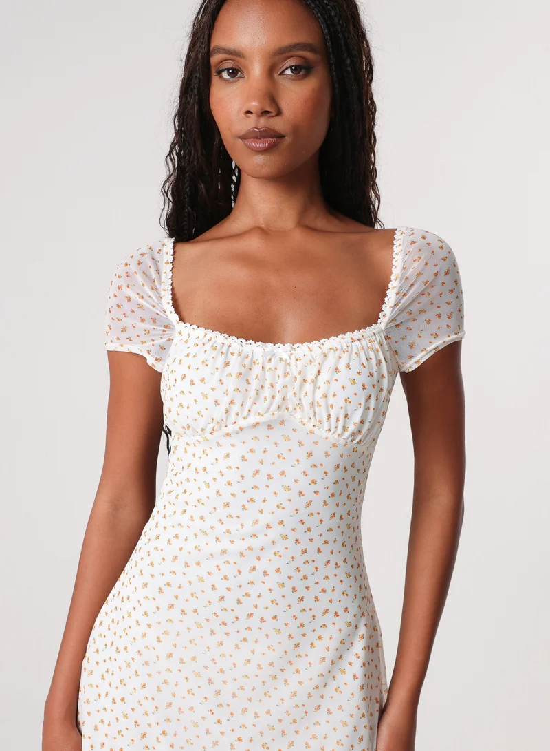 Pink Vanilla  Cap Sleeve Ditsy Mini Dress for Women | Best Price UAE