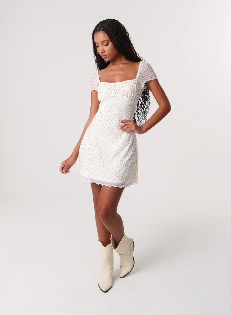 Pink Vanilla  Cap Sleeve Ditsy Mini Dress for Women | Best Price UAE