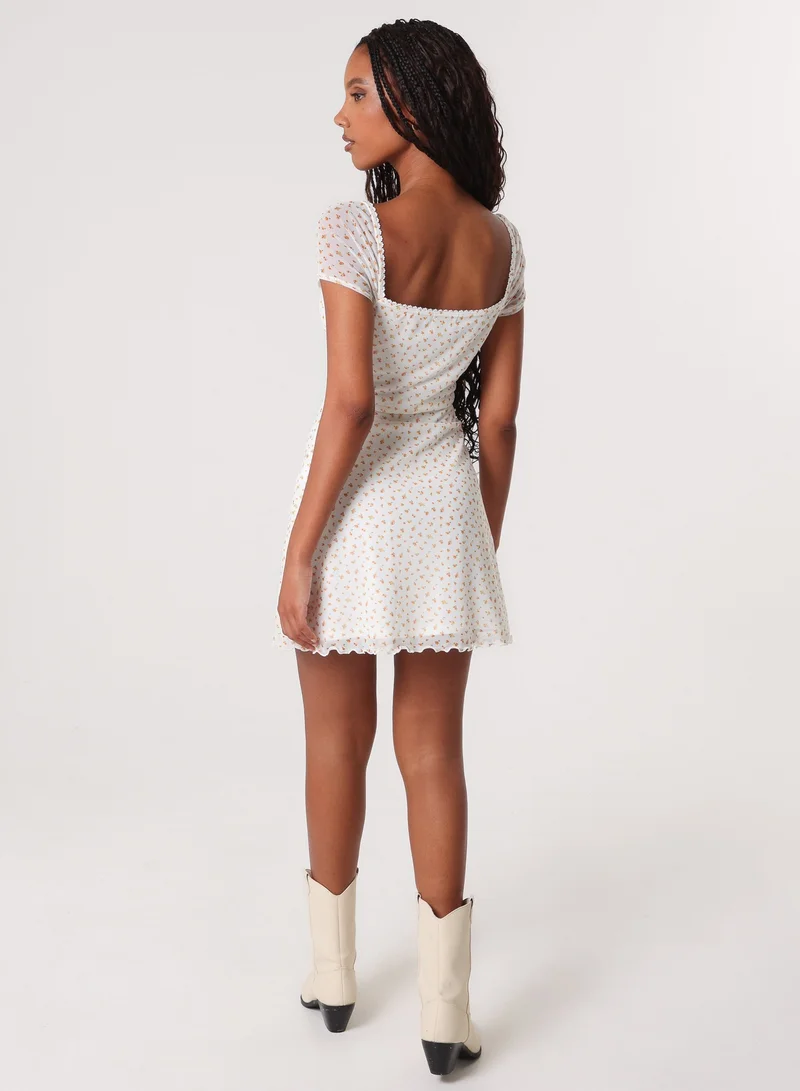 Pink Vanilla  Cap Sleeve Ditsy Mini Dress for Women | Best Price UAE