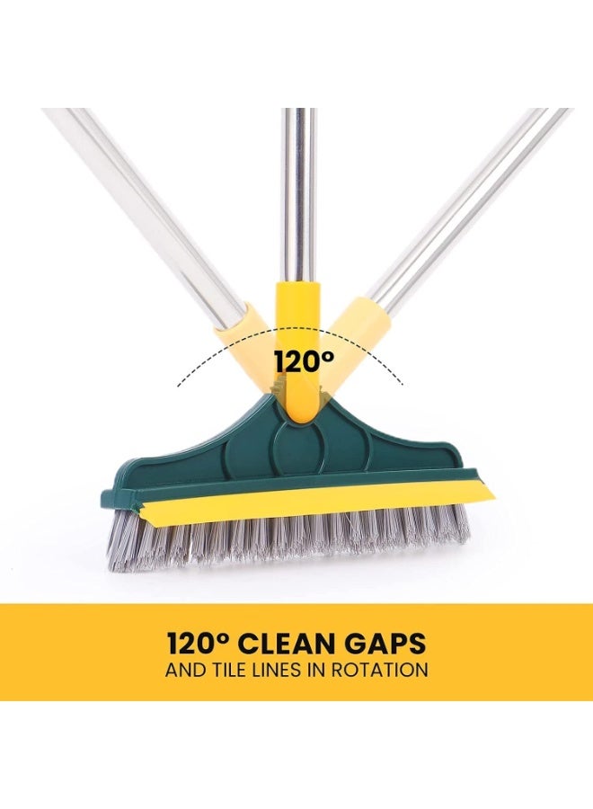 2-in-1 Bathroom Cleaning Brush & Wiper – Floor & Tile Scrub Brush with Long Handle, 120° Rotating Head, Multipurpose Home, Kitchen & Bathroom Cleaning Tool, Multicolor (1 Pack) - Image 3