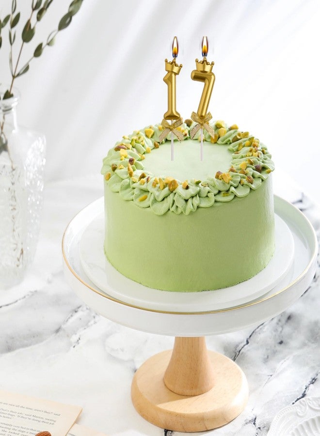 AOOLADA 17th Birthday Candles, Gold 3D Number 17 Happy Birthday Candle with Crown, Cake Topper Decorations - Image 3