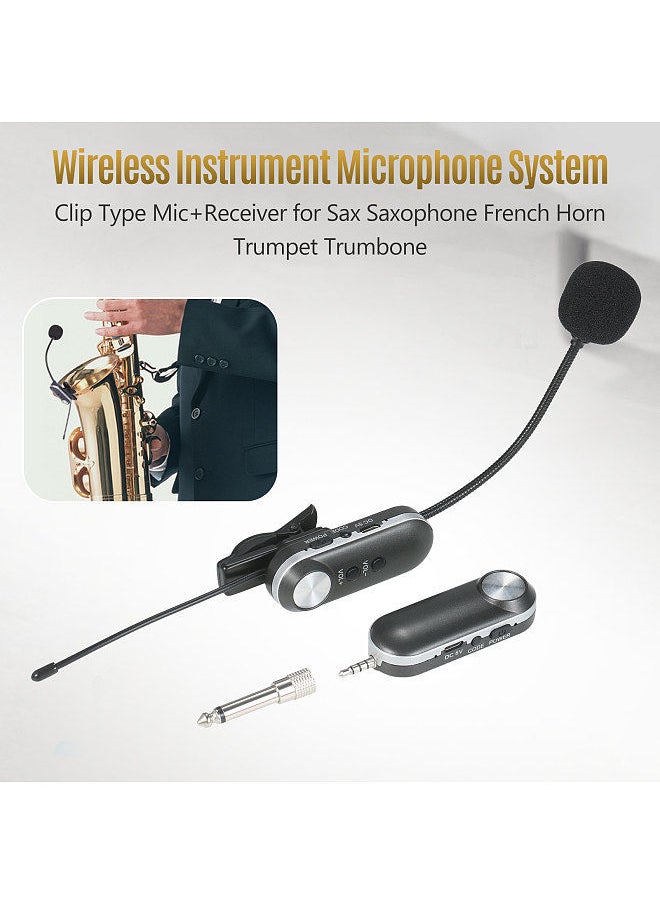 Generic - Uhf Headset Wireless Microphone Instrument Mic Omni-Directional Hifi Microphone Wireless Instrument Microphone System Receiver and Transmitter Uhf Clip Type - Image 1