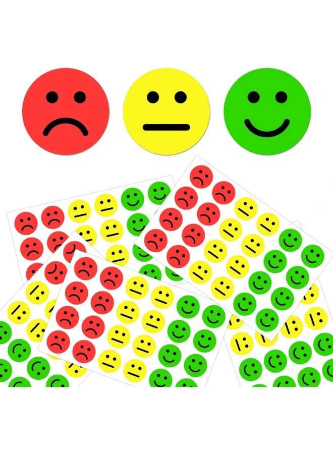 480 قطعة - ملصقات تعبيرات الوجه السعيدة/الحزينة بحجم 1 بوصة، أحمر/أصفر/أخضر - Image 1