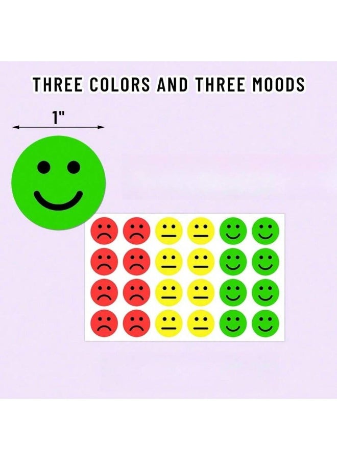 480 قطعة - ملصقات تعبيرات الوجه السعيدة/الحزينة بحجم 1 بوصة، أحمر/أصفر/أخضر - Image 4