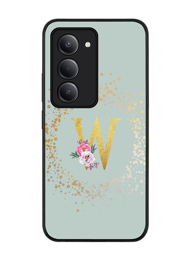 Stylizedd For Xiaomi Redmi 15 5G Case,Slim fit Camera Protection, Shockproof Thin Phone cover  - Custom Monogram Floral - W  (Light Grey ) - Image 1