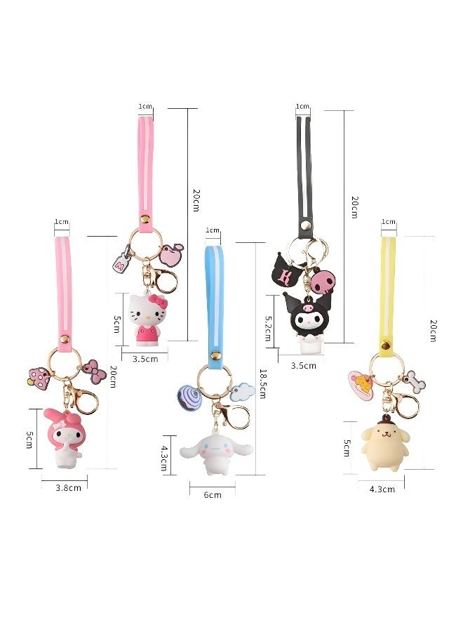 5 قطع من سلاسل المفاتيح أنيمي كاواي للسيارة وإكسسوارات سلاسل المفاتيح وحقائب اليد للنساء أو الأطفال - Image 2