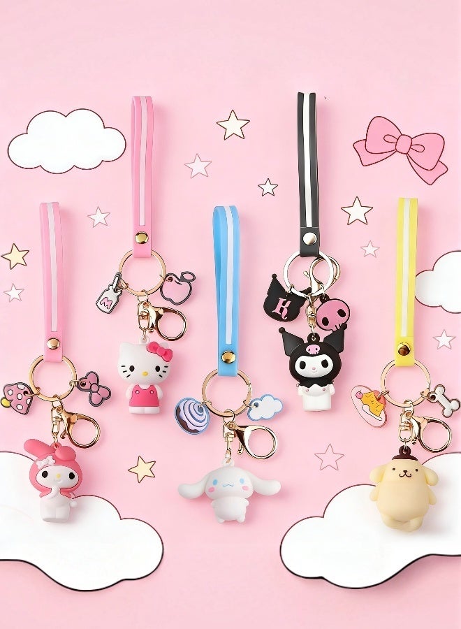 5 قطع من سلاسل المفاتيح أنيمي كاواي للسيارة وإكسسوارات سلاسل المفاتيح وحقائب اليد للنساء أو الأطفال - Image 5
