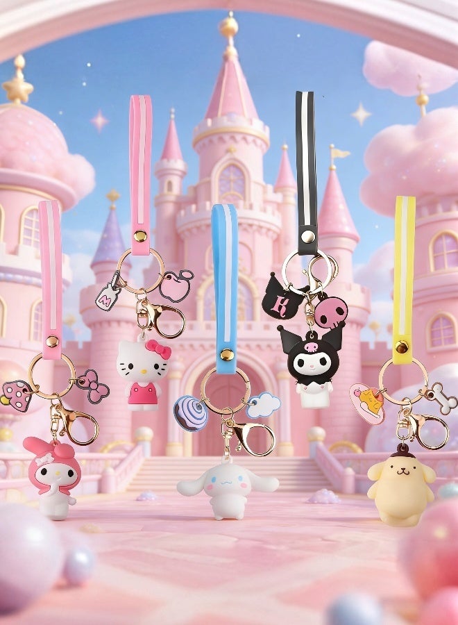 5 قطع من سلاسل المفاتيح أنيمي كاواي للسيارة وإكسسوارات سلاسل المفاتيح وحقائب اليد للنساء أو الأطفال - Image 4