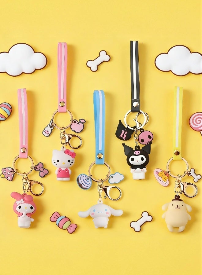 5 قطع من سلاسل المفاتيح أنيمي كاواي للسيارة وإكسسوارات سلاسل المفاتيح وحقائب اليد للنساء أو الأطفال - Image 3