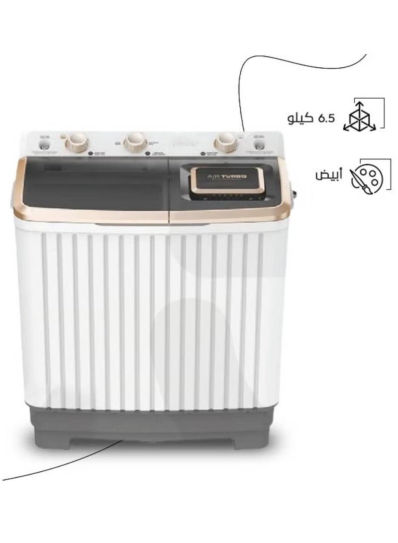Top Loading Twin Tub Washing Machine 6.5 KG - DN7 - White  - Image 1