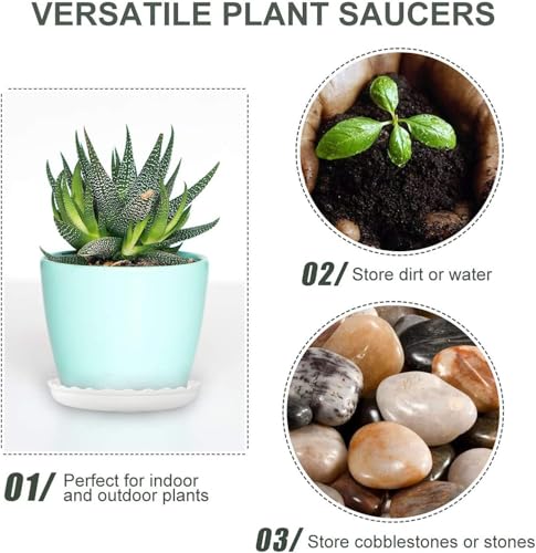 OFiSEXPT Plant Saucer Set 13 Pcs Plant Trays 6 8 10 Inch Durable Plastic White Round Plant Pot Trays Drip Trays for Indoor and Outdoor Garden - Image 3