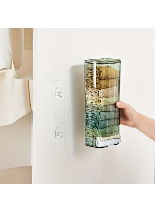 Light Green Wall Mounted Underwear Sock Organizer Box Durable Plastic Storage Transparent Lid - Image 5