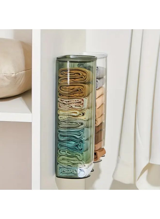 Light Green Wall Mounted Underwear Sock Organizer Box Durable Plastic Storage Transparent Lid - Image 4