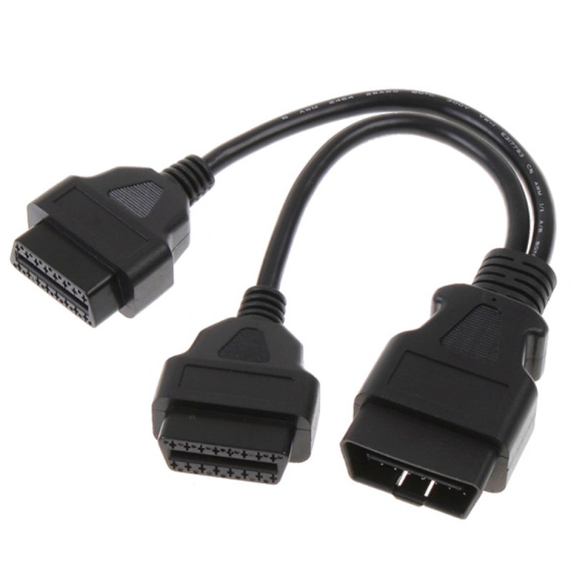 OBDII Splitter 16 Pin Male To Dual Female Y Cable - High Flexibility Durability Extension Cable for 16 Pin Diagnostic Tool Connection - Image 1
