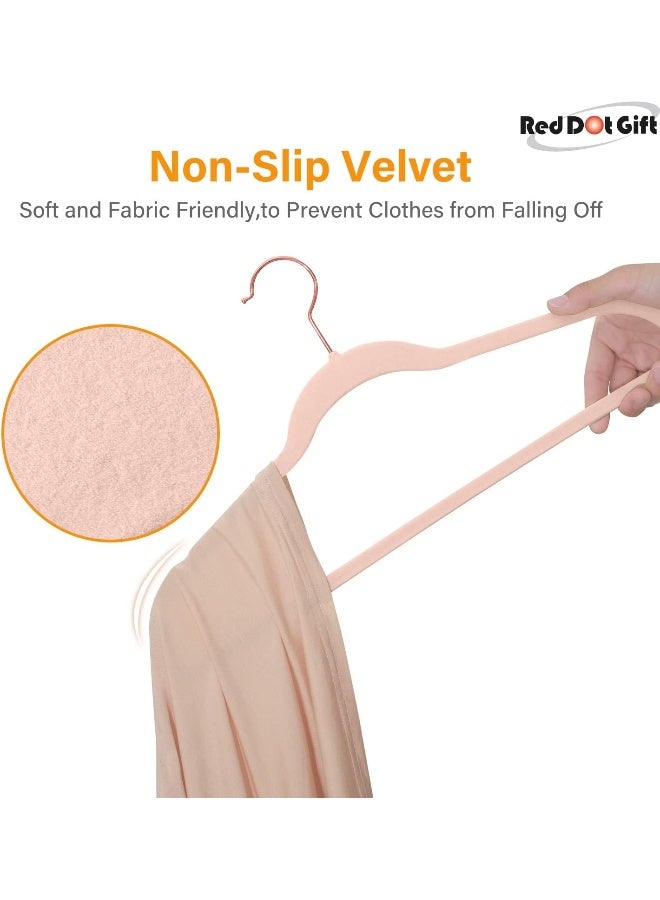 Red Dot Gift Red Dot Gift® 50-Pack Rose-Pink 45cm Non-Slip Velvet Hangers & Rose Golden 360 Degree Rotatable Hook - Durable & Slim - Non Slip Hangers for Coat Hangers - Pant Hangers - Image 3