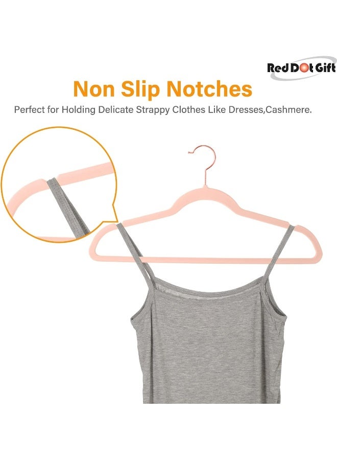 Red Dot Gift Red Dot Gift® 50-Pack Rose-Pink 45cm Non-Slip Velvet Hangers & Rose Golden 360 Degree Rotatable Hook - Durable & Slim - Non Slip Hangers for Coat Hangers - Pant Hangers - Image 5
