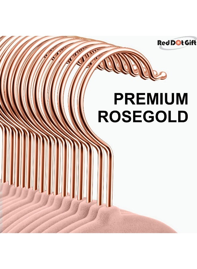 Red Dot Gift Red Dot Gift® 50-Pack Rose-Pink 45cm Non-Slip Velvet Hangers & Rose Golden 360 Degree Rotatable Hook - Durable & Slim - Non Slip Hangers for Coat Hangers - Pant Hangers - Image 4