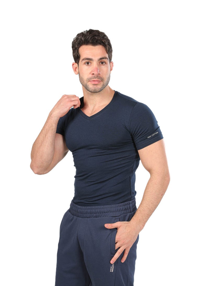 ريد قطن اندر شيرت نص كم رجالي-كحلي - Image 2