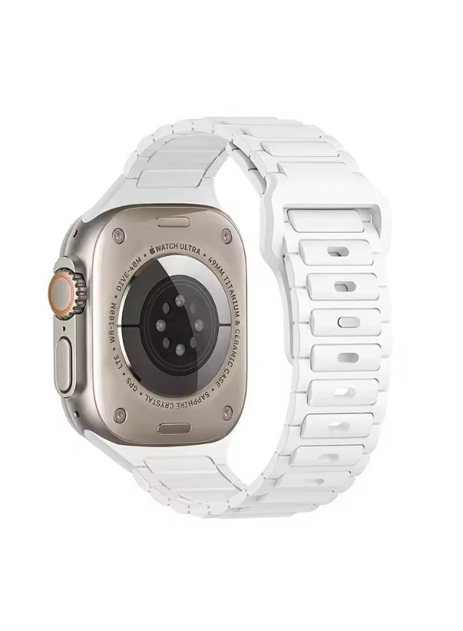 سوار سيليكون أبيض لساعات أبل (سلسلة 10 مقاس 46 مم) (ألترا 2/ألترا 49 مم) (9، 8، 7، 45 مم) (SE 2023 / SE 2022 SE 6، 5، 4، 44 مم) (3، 2، 1، 42 مم)