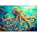 MINIWAN Vibrant Oil Painting Style Giant Octopus Jigsaw Puzzles for Adults 1000 Pieces Colorful Underwater Common Octopus Jigsaw Puzzle Gift for Marine Animal Art Lovers 275x197 Inch - Image 2