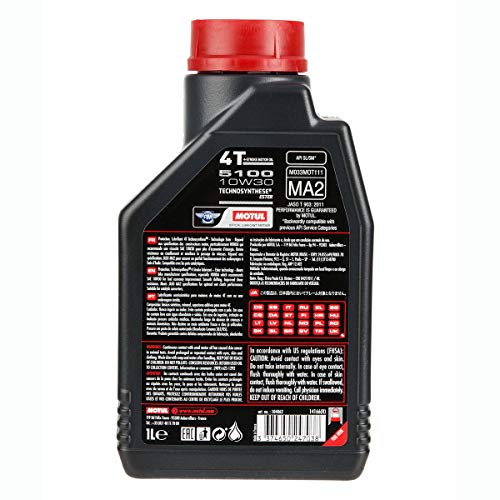 MOTUL زيت محرك دراجات نارية شبه صناعي موتول 5100 4T هجين 10W-30 - أداء API SM، تغيير تروس سلس وحماية متقدمة للمحرك، 1 ل (104062) - Image 3
