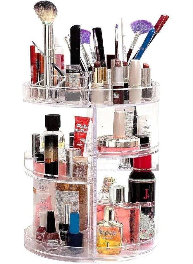 منظم ميك أب دوار ٣٦٠ درج لتخزين مستحضرات التجميل قابل للتعديل